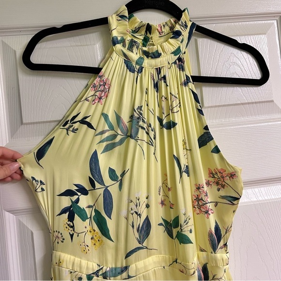 Banana Republic Yellow Floral Satin Midi Dress Sz 6 Wedding Guest Dress Vacation - Picture 3 of 12